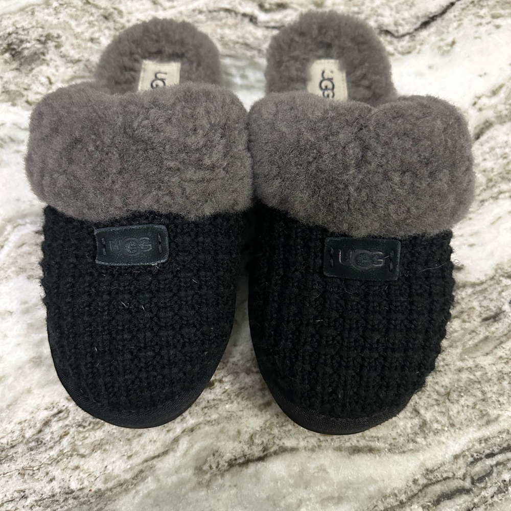 UGG Women's Black and Charcoal Knit Slippers